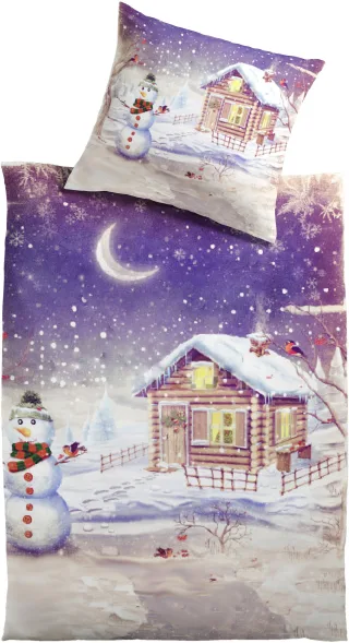 MESANA Bettwäsche "Schneemann" 2 Stk. aus Mikrofaser Plüsch, Motiv Weihnachten, weich & kuschelig