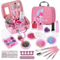 KINSI Schmink-Set Kinder Make-up Set für Mädchen ab 5 Jahren - Kosmetik-Spielzeug, 20-tlg., mit Nagellack & Lippenstift,Perfekt für Rollenspiele & Kinderpartys