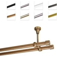 MDEKOR Gardinenstange Vorhangstange 19mm, 2-läufig, 2-läufig Deckemontage, 120 cm Kupfer