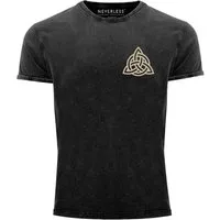 Neverless Print-Shirt Herren Vintage-Shirt Aufdruck Logo Wikinger nordische Mythologie mit Print