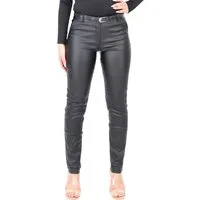 malito more than fashion Chinohose malito Damen Chinohose in Lederoptik 1031 unifarbene stretch Basic Hose in Lederoptik