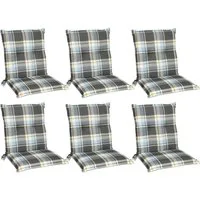 Beautissu Sitzauflage 6er Set Sunny BK Niedriglehner Auflagen 100x50 cm in Blau Kariert, Bequeme Gartenstuhl Stuhlkissen Polsterauflagen mit UV-Lichtecht