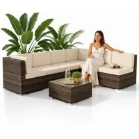 Mucola Gartenlounge-Set Lounge Gartenmöbel Set Sitzgruppe Polyrattan Gartenlounge Gartenmöbel, (Set, 1x Mehrteiliger Sofa 1x Ottomane 1x Tisch), Kissen inkl. Reißverschluss, daher abnehm- und waschbar