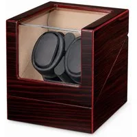 Tekoo Uhrenbeweger Automatischer Uhrenbeweger für 2 Uhren Holzoptik Leise & USB, (Packung), Antimagnetische Bauweise, Hochglanz-Holzoptik