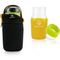 Nutrilovers Trinkflasche Glas Trinkflasche - Robust & Sicher - Für Sport & Büro, Borosilikatglas-Trinkflasche mit schützendem Sleeve