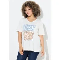 Ulla Popken T-Shirt T-Shirt Schriftmotiv Classic V-Ausschnitt Halbarm
