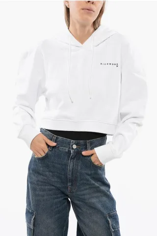 PISTIL Kurzes Sweatshirt mit geprägtem Logo in Weiß
