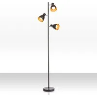 B.K.Licht Stehlampe, ohne Leuchtmittel, LED Stehleuchte Design Standleuchte Retro Vintage Metall schwarz-gold