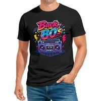 MoonWorks Print-Shirt Herren T-Shirt Back to 80s Spruch Fasching Karneval Kostüm-Ersatz mit Print