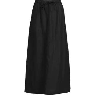 Leinen-Midirock, Damen,  Schwarz, Leinen, by Lands' End