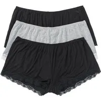 bonprix Boxer (Packung, 3-St) mit Spitzenverzierung, aus Viskose mit Elasthan, 3er Pack