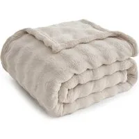 Wohndecke Kuscheldecke 150x200 weiß, Fleecedecke weich, Topfinel, dicke Decke, Wolldecke Sofadecke, luxuriös gestreift Muster
