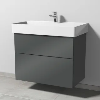 Sanipa 3way Waschtischunterbau zu Duravit Dura Square Waschtisch mit 2 Auszügen, Anthrazit-Glanz SF42879