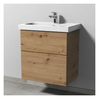 Sanipa 3way Waschtischunterbau zu Geberit iCon Light Waschtisch mit 2 Auszügen, Eiche Natural-Touch SM57185