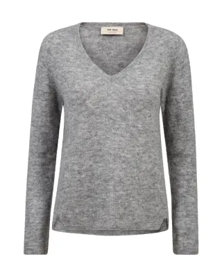 MOS MOSH - MMMape Sophia V-Neck Knit grey melange - Gr. - XL