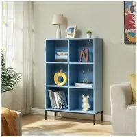 en.casa Bücherregal, »Colwyn« mit 6 offenen Fächern 120 x 80 x 30 cm Blau