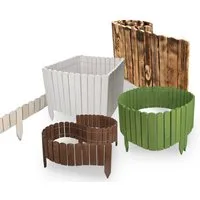 sunnypillow Holzzaun Flexibler Gartenzaun, Beeteinfassung Holz Beetumrandungen Zaun, Länge: 200cm Höhe: 10cm Farbe: Grau