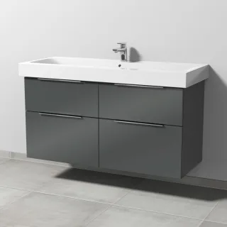 Sanipa 3way Waschtischunterbau zu Geberit iCon Waschtisch mit 4 Auszügen, Anthrazit-Glanz UF65579