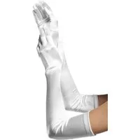Leg Avenue Kostüm Satin Handschuhe extra lang weiß, Lange Damenhandschuhe aus feinem Stoff