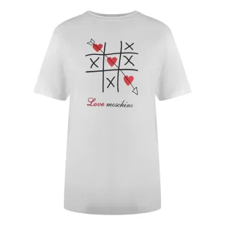 Moschino Tic-tac-toe Logo Weißes T-shirt