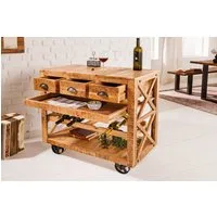 riess-ambiente Servierwagen BODEGA 86cm natur / schwarz, (Einzelartikel, 1 St), Küche · Massivholz · mit Weinregal · Barschrank