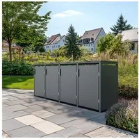 Green Spirit Mülltonnenbox 4er Mülltonnenbox 265x80x116 cm Stahl Anthrazit Gasdruckfeder (Set, 1 St., für 4 Mülltonnen), Mülltonnen