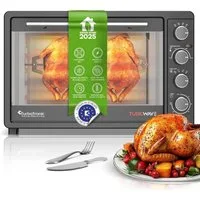 TurboTronic by Z-Line Minibackofen 2000 W 45 l Mini Backofen mit Umluft Drehspieß Grill Pizzaofen Timer, Tischbackofen, kleiner Backofen, Mini Ofen, freistehend, Grillofen XXL