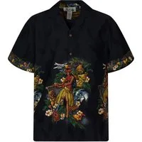 KY's Hawaiihemd "Hula" Herren Kurzarm Baumwolle Kokosknöpfe Original Hawaii