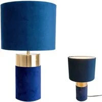näve Tischleuchte Bordo, ohne Leuchtmittel, 1xE14, Textilschirm blau, Fuß blau gold, Höhe 32cm, Zuleitung 150cm