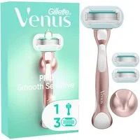 Gillette Venus Nassrasierer Smooth Sensitive + 3 Ersatzklingen + Duschhalterung - Roségold