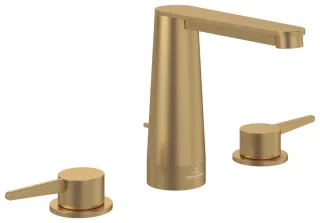 Villeroy & Boch Dreiloch-Waschtischarmatur Conum 440x144x165mm Zugst-Ablaufgarnitur Brushed Gold TVW12700100076