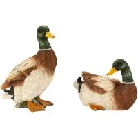 MF Gartenfigur Dekofiguren Entenpaar Aus Polyresin 2er Set Stehend Und Liegend, (2 St)