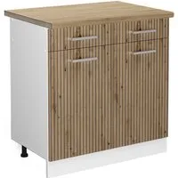 Vicco Unterschrank R-Line, Artisan-Eiche/Weiß, 80 cm, AP Eiche (1-St)