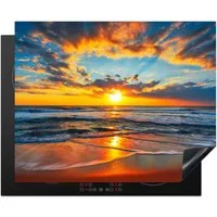 MuchoWow Herd-Abdeckplatte Sonne - Strand - Meer - Sonnenuntergang, Vinyl, (1 tlg), Abdeckung Induktionskochfeld Schutzmatte, Küche Deko, 65x52 cm