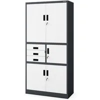 Jan Nowak Aktenschrank Metall Büroschrank mit Tresor 90 cm FILIP II Schubladen Stahl (Stahl 0,6 mm Wandmontage möglich PZH-zertifiziert 185 cm) Aktenschrank Safe abschließbar Schloss 2 Schlüssel 4 Farben