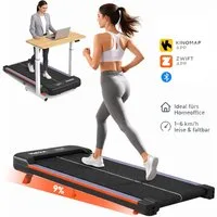 kehot Laufband Laufband für Zuhause mit 9 % manuelle Steigung, 2,5 PS Walking Pad (1–6 km/h Walking Pad, leise & kompakt für Homeoffice, LED Display, Bluetooth App, Fernbedienung & 12 Programme), 40×95 cm Lauffläche, bis 100 kg, platzsparend verstaub