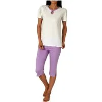 Normann Pyjama Normann Damen Capri Schlafanzug in Punkte Optik – auch in Übergrößen