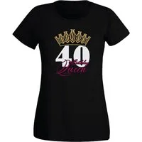 G-graphics T-Shirt 40 – Birthday Queen Slim-fit Damen T-Shirt mit Motiv zum Geburtstag