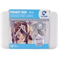 van Gogh Aquarellfarbe Pocket Box Aquarellfarbkasten mit 12 Farben in halbe Näpfchen, Muted Colours - Gedeckte Farben