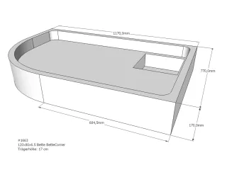 Neuesbad Wannenträger für Bette Corner 120x80x6,5 Viertelkreis SD22734