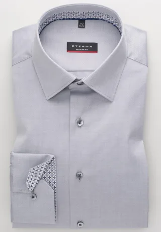 ETERNA - Cover Shirt Twill Langarm grau - Gr. - 44/Langarm - 65cm