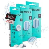 SIEMENS 10 Reinigungstabletten & 6 Entkalkungstabletten inkl. Bürste Pflegeset (MEISTERZWECK4U, [- TZ80001 + TZ80002 + TZ99900 Reinigung & Kalkentfernung Pflegeset)