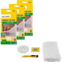 SCHELLENBERG Fliegengitter-Gewebe Elastic ohne bohren, (Set, 3-St), elastischer Insektenschutz für Fenster, 130 x 150 cm, anthrazit, weiß