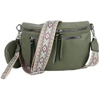 MIRROSI Bauchtasche Damen Taschen, Umhängetasche, Brusttasche, 30x20x9cm Veganes Leder (Schultertasche für jeden Anlass, (dazu 1x Münzbeutel und 1x Schlüsselband), Crossbody Bag, Bohemian gemusterten& verstellbaren Schulterriemen