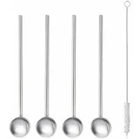 Metaltex Kaffeelöffel Cocktaillöffel Trinkhalm 4er-Set Inox