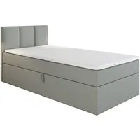 A&J MöbelLand GmbH Boxspringbett Einzelbett NASI mit Bettkasten, Topper und gepolstertem Kopfteil. (Boxspringbett mit Bettkasten und gepolstertem Kopfteil. Inclusive Topper !, TOP ANGEBOT), Länge 208 cm Höhe 106 cm