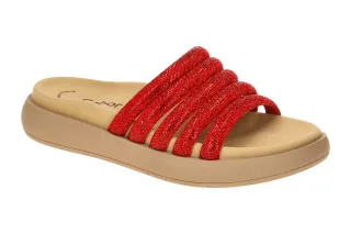 Gabor 63.752.85 Damen Pantoletten Fire Rot Strass HT Fu?bett Gummisohle