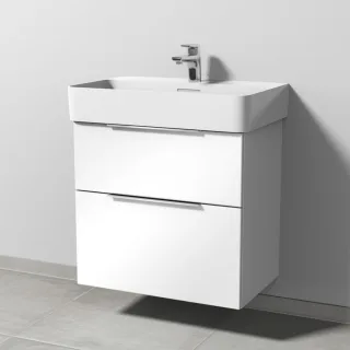 Sanipa 3way Waschtischunterbau zu Laufen VAL Waschtisch mit 2 Auszügen, Weiß-Glanz UF82278