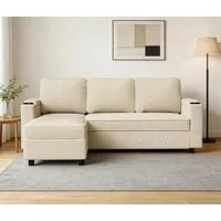 HOMALL Sofa Bequemes Eck-Schlafsofa, mit Schlaffunktion und Bettkasten,Becherhaltern