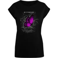 Merchcode T-Shirt Merchcode Damen Ladies Butterflies Extended Shoulder Tee (1-tlg)